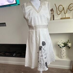 Lapis Ivory Dress with Charcoal Floral Motif